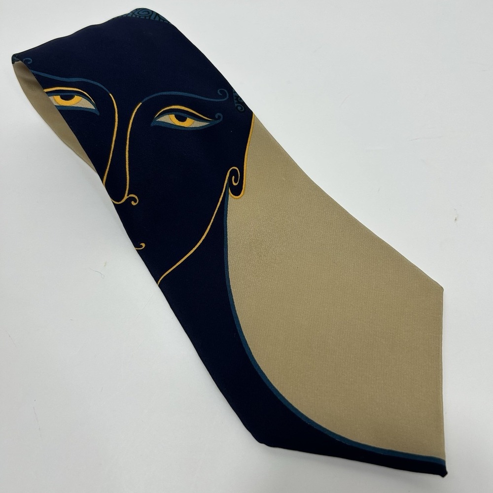 Vintage  PANCALDI Silk Tie Art Deco Face Via Barberini Rubenstein Bros